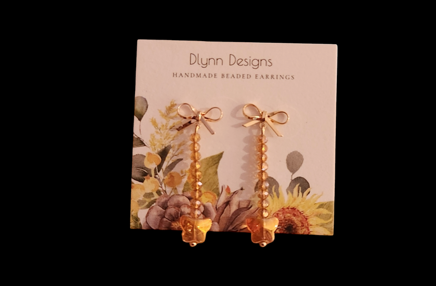 Glass Bead Butterfly Bow Drop Earrings