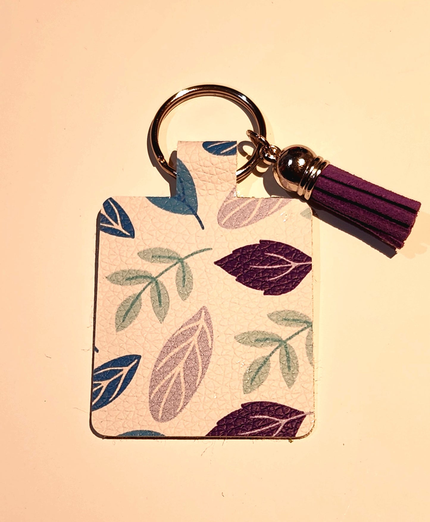 Faux Leather Keychain (leaves)