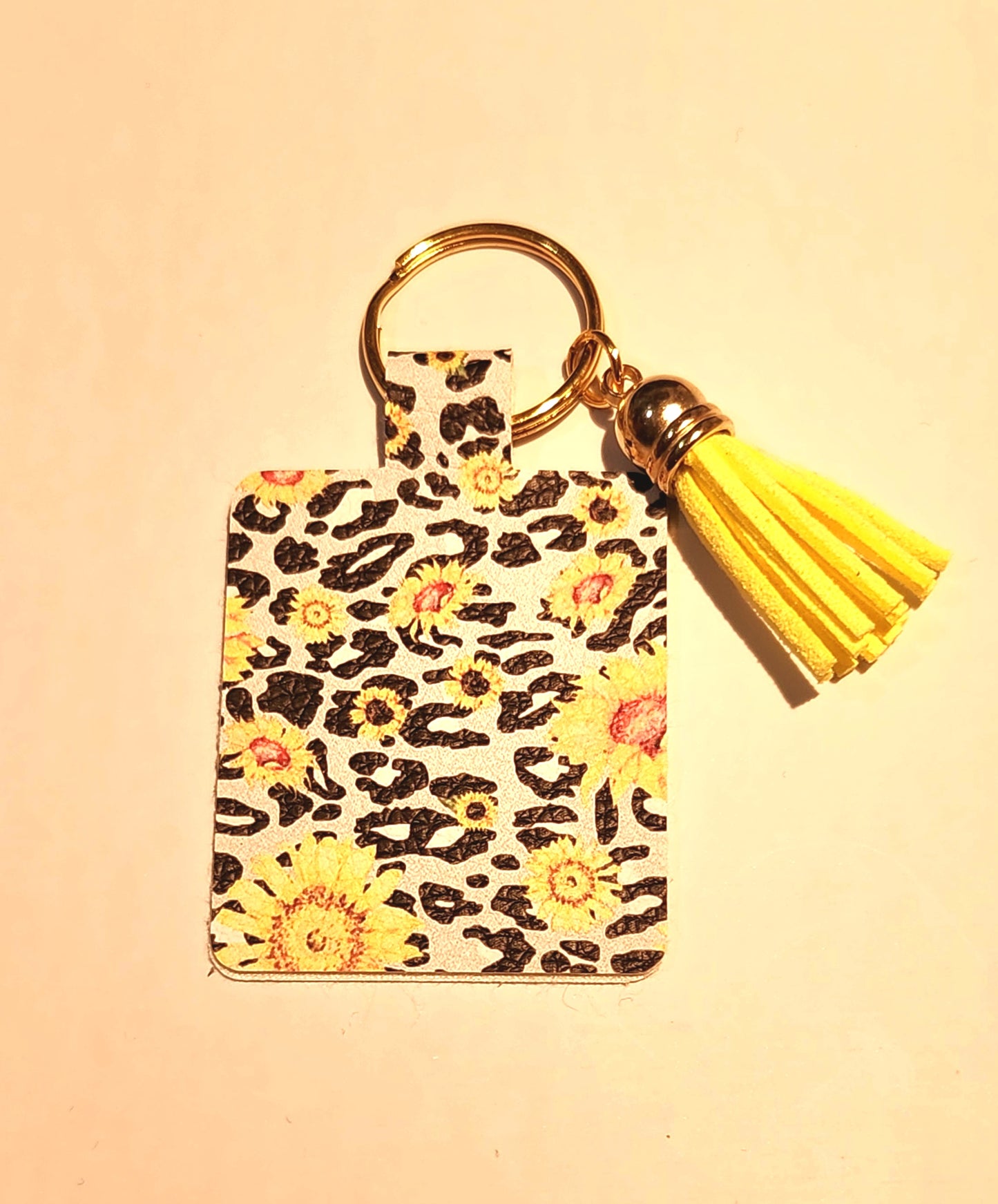 Faux Leather Keychain (sunflower)