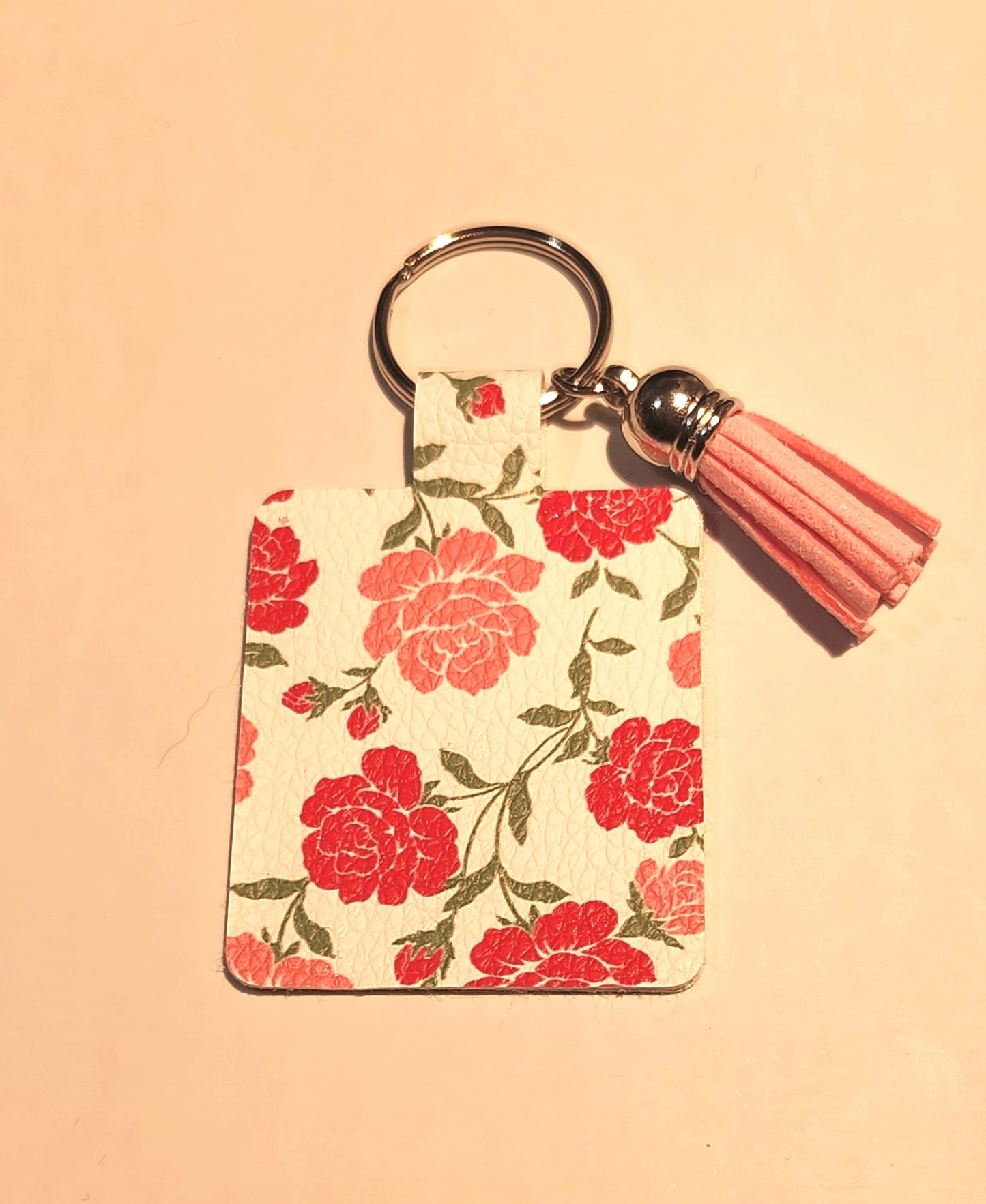 Faux Leather Keychain (roses)