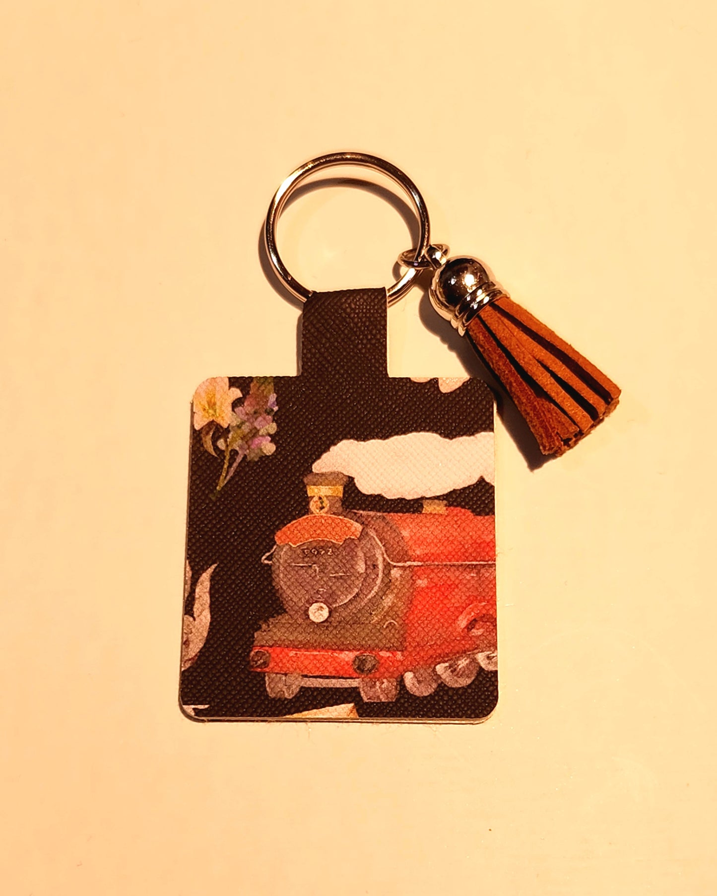 Faux Leather Keychain (train)