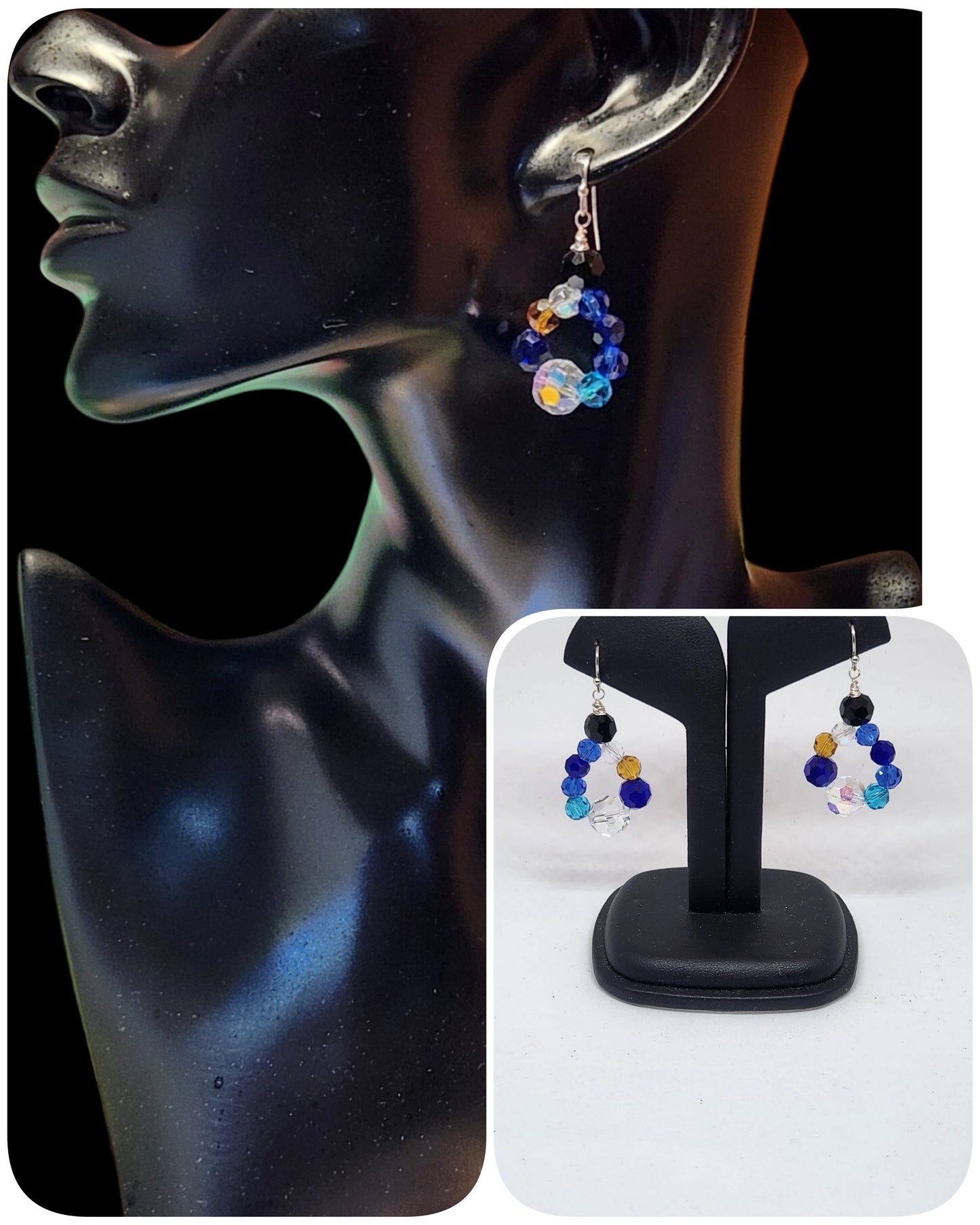 Multicolored Blue Hoop Earrings