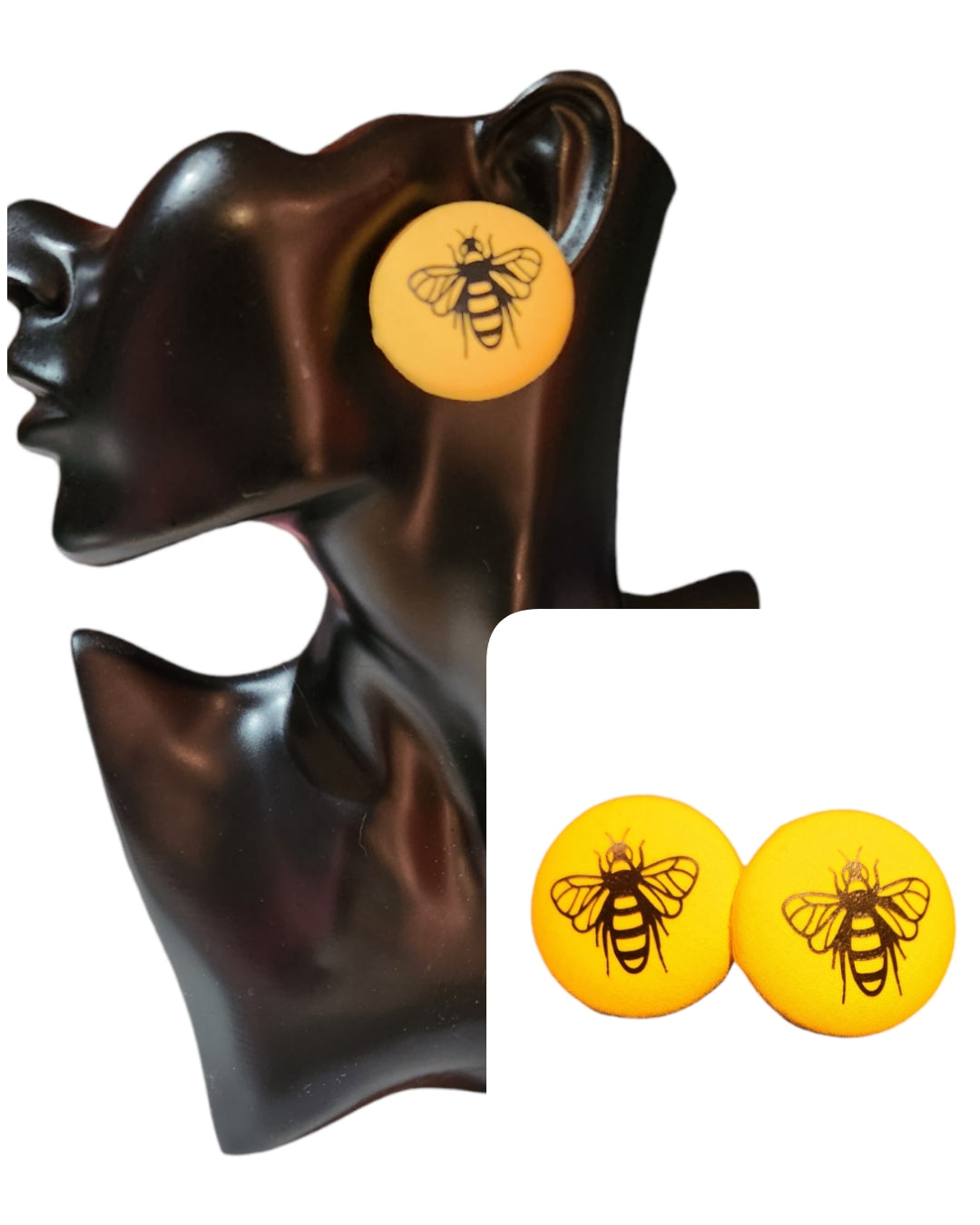 Fabric Button Earrings