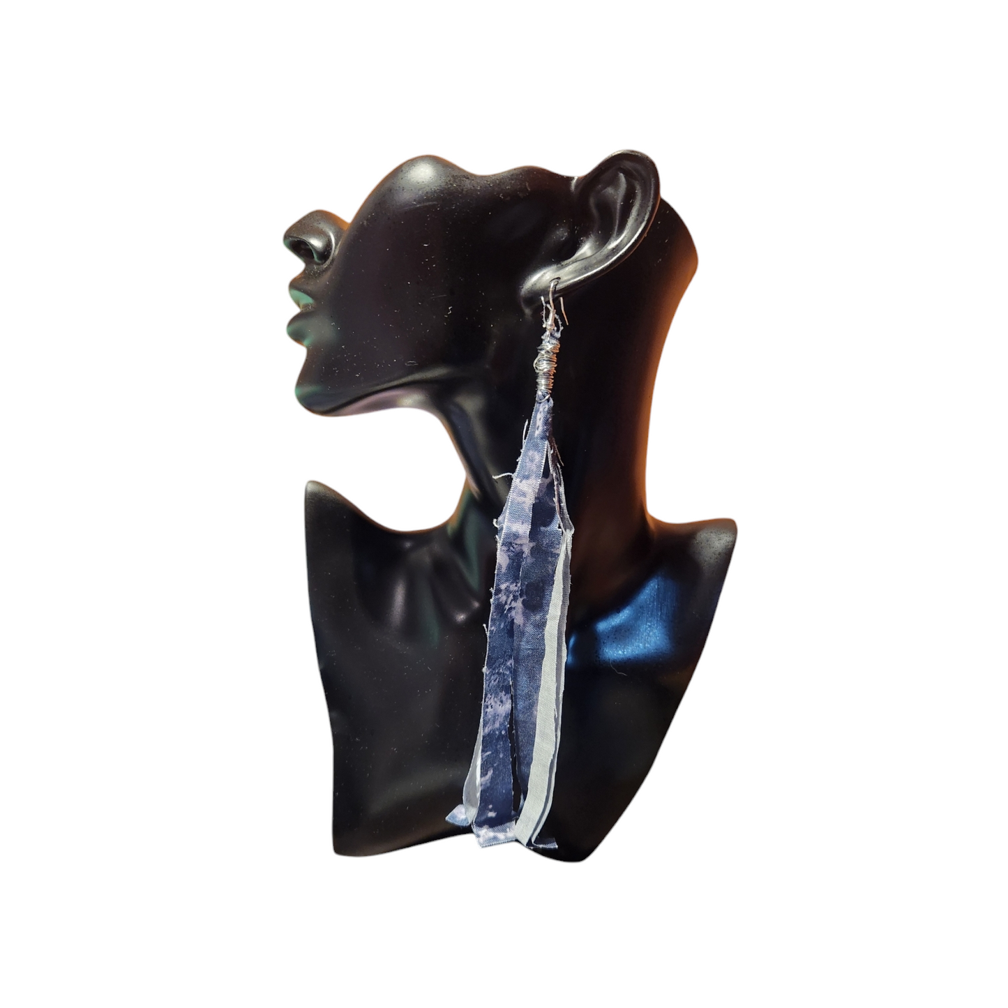 Long Tassel Denim Earrings