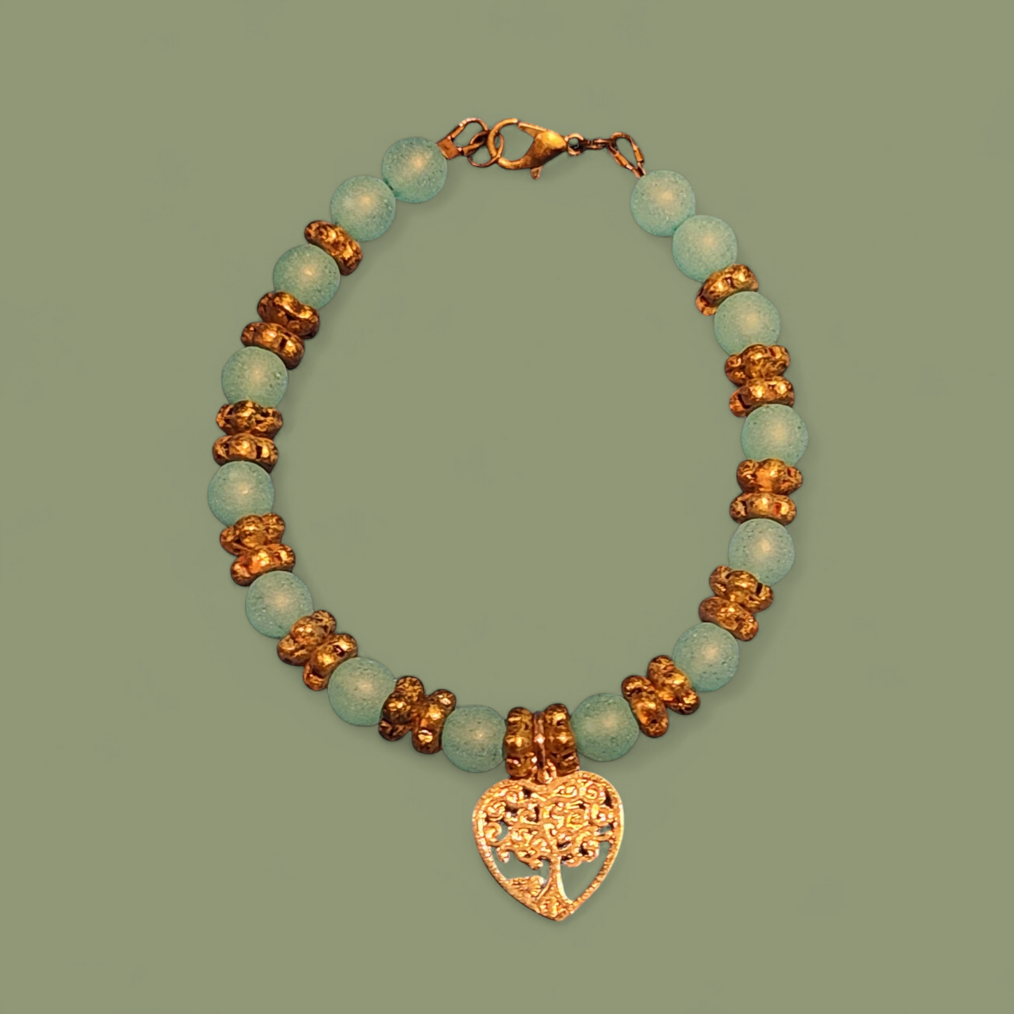 Turquoise and Bronze Charm Bracelet