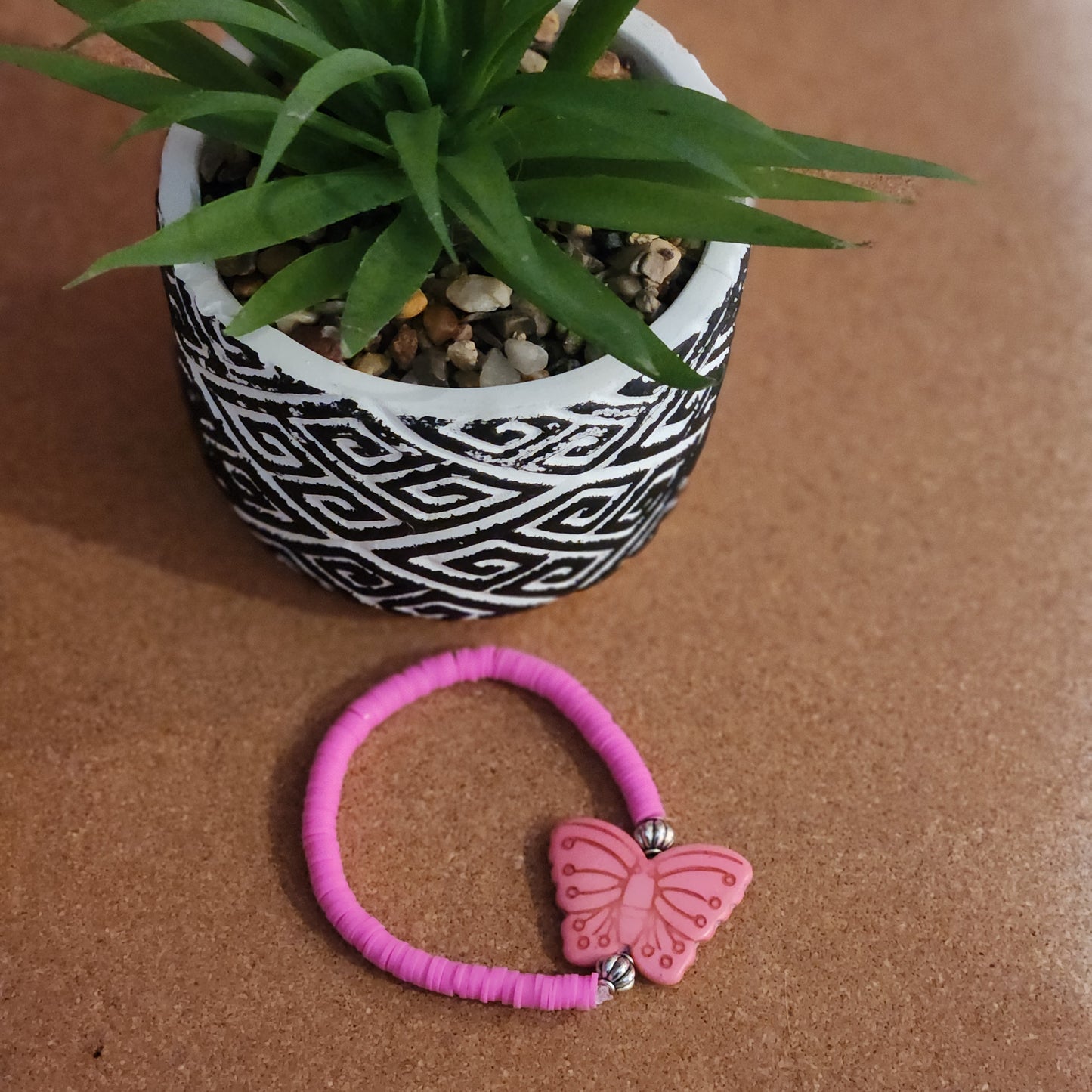 Pink Butterfly Stretch Bracelet