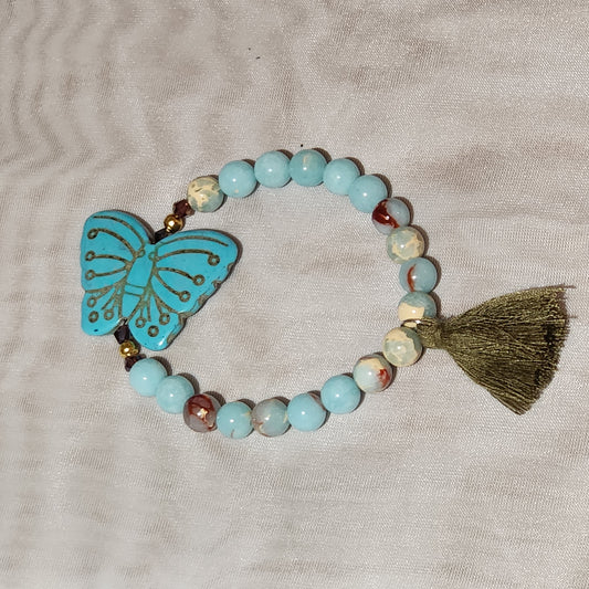 Butterfly Stretch Bracelet w/tassel