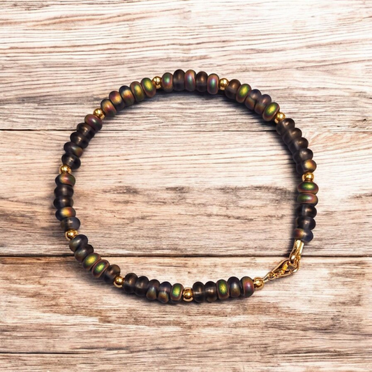 Iridescent Blue Bead Bracelet