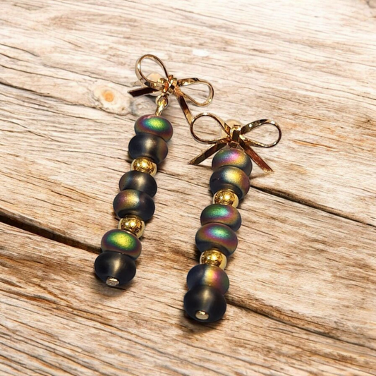 Iridescent Bead Dangle Earrings