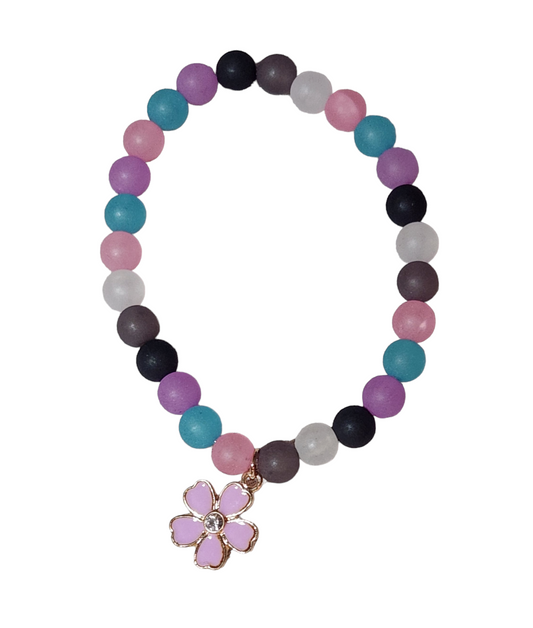 Bubblegum Stretch Bracelet w/flower