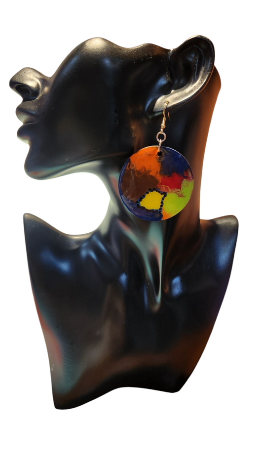 Multicolored Round Painted Earrings