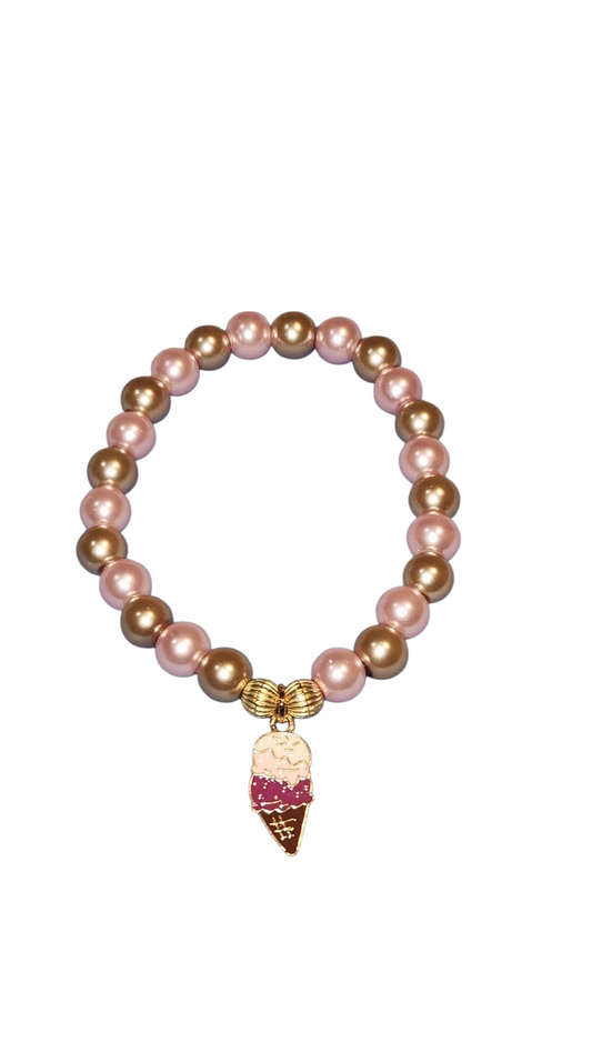Pink and Brown Charm Bracelet